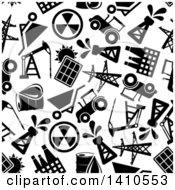 Poster, Art Print Of Seamless Background Pattern Of Black And White Energy Icons