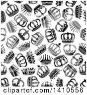 Poster, Art Print Of Seamless Background Pattern Of Black And White Crowns