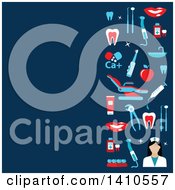 Poster, Art Print Of Flat Design Dental Background With Icons