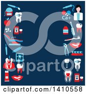 Poster, Art Print Of Flat Design Dental Background With Icons