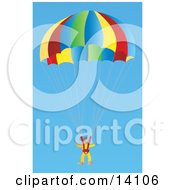 Poster, Art Print Of Male Skydiver Descending In A Parachute Aviation