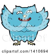 Clipart Of A Cartoon Blue Owl Royalty Free Vector Illustration
