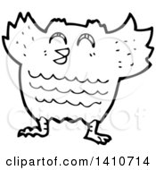 Clipart Of A Cartoon Black And White Lineart Owl Royalty Free Vector Illustration