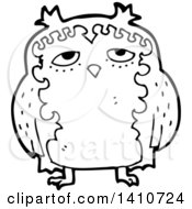 Poster, Art Print Of Cartoon Black And White Lineart Owl