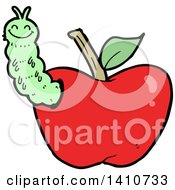 Clipart Of A Cartoon Worm In An Apple Royalty Free Vector Illustration by lineartestpilot