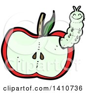 Poster, Art Print Of Cartoon Worm In An Apple