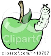 Clipart Of A Cartoon Worm In An Apple Royalty Free Vector Illustration by lineartestpilot
