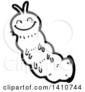 Clipart Of A Cartoon Black And White Lineart Caterpillar Royalty Free Vector Illustration