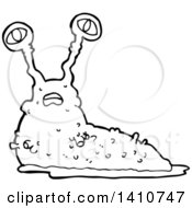 Clipart Of A Cartoon Black And White Lineart Slug Royalty Free Vector Illustration