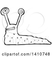 Clipart Of A Cartoon Black And White Lineart Slug Royalty Free Vector Illustration