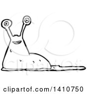 Clipart Of A Cartoon Black And White Lineart Slug Royalty Free Vector Illustration by lineartestpilot