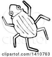 Poster, Art Print Of Cartoon Black And White Lineart Beetle