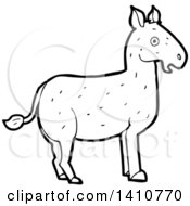 Clipart Of A Cartoon Black And White Lineart Donkey Royalty Free Vector Illustration