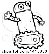 Clipart Of A Cartoon Black And White Lineart Robot Royalty Free Vector Illustration