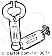 Clipart Of A Cartoon Black And White Lineart Robot Arm Royalty Free Vector Illustration