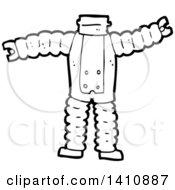 Clipart Of A Cartoon Black And White Lineart Headless Robot Body Royalty Free Vector Illustration