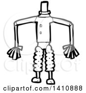 Cartoon Black And White Lineart Headless Robot Body