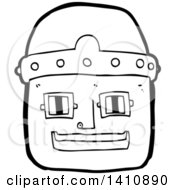 Poster, Art Print Of Cartoon Black And White Lineart Robot Face