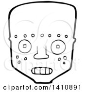 Poster, Art Print Of Cartoon Black And White Lineart Robot Face