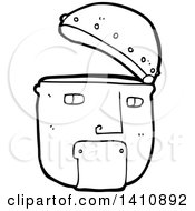 Poster, Art Print Of Cartoon Black And White Lineart Robot Face