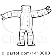 Cartoon Black And White Lineart Headless Robot Body