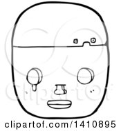Poster, Art Print Of Cartoon Black And White Lineart Robot Face
