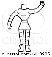 Cartoon Black And White Lineart Headless Robot Body