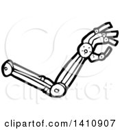 Poster, Art Print Of Cartoon Black And White Lineart Robot Arm