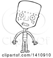 Poster, Art Print Of Cartoon Black And White Lineart Robot