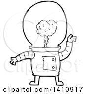 Poster, Art Print Of Cartoon Black And White Lineart Robot