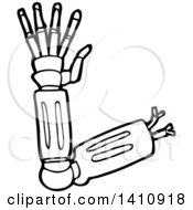 Clipart Of A Cartoon Black And White Lineart Robot Arm Royalty Free Vector Illustration by lineartestpilot