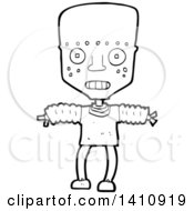 Poster, Art Print Of Cartoon Black And White Lineart Robot