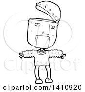 Poster, Art Print Of Cartoon Black And White Lineart Robot