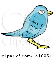 Clipart Of A Cartoon Blue Bird Royalty Free Vector Illustration