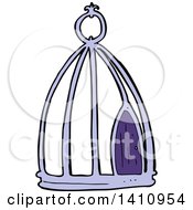 Clipart Of A Cartoon Bird Cage Royalty Free Vector Illustration