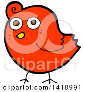 Clipart Of A Cartoon Red Bird Royalty Free Vector Illustration