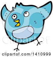 Clipart Of A Cartoon Blue Bird Royalty Free Vector Illustration by lineartestpilot