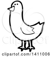 Poster, Art Print Of Cartoon Black And White Lineart Bird