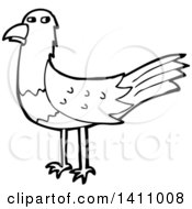 Poster, Art Print Of Cartoon Black And White Lineart Bird