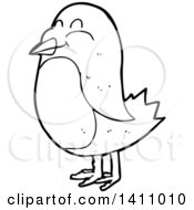 Poster, Art Print Of Cartoon Black And White Lineart Bird