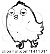 Poster, Art Print Of Cartoon Black And White Lineart Bird