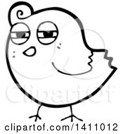 Poster, Art Print Of Cartoon Black And White Lineart Bird