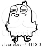 Poster, Art Print Of Cartoon Black And White Lineart Bird