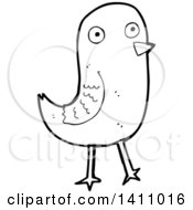 Poster, Art Print Of Cartoon Black And White Lineart Bird