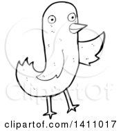 Poster, Art Print Of Cartoon Black And White Lineart Bird