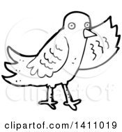 Poster, Art Print Of Cartoon Black And White Lineart Bird