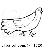 Poster, Art Print Of Cartoon Black And White Lineart Bird