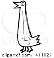 Poster, Art Print Of Cartoon Black And White Lineart Bird