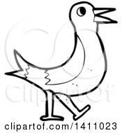 Poster, Art Print Of Cartoon Black And White Lineart Bird