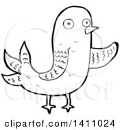 Poster, Art Print Of Cartoon Black And White Lineart Bird